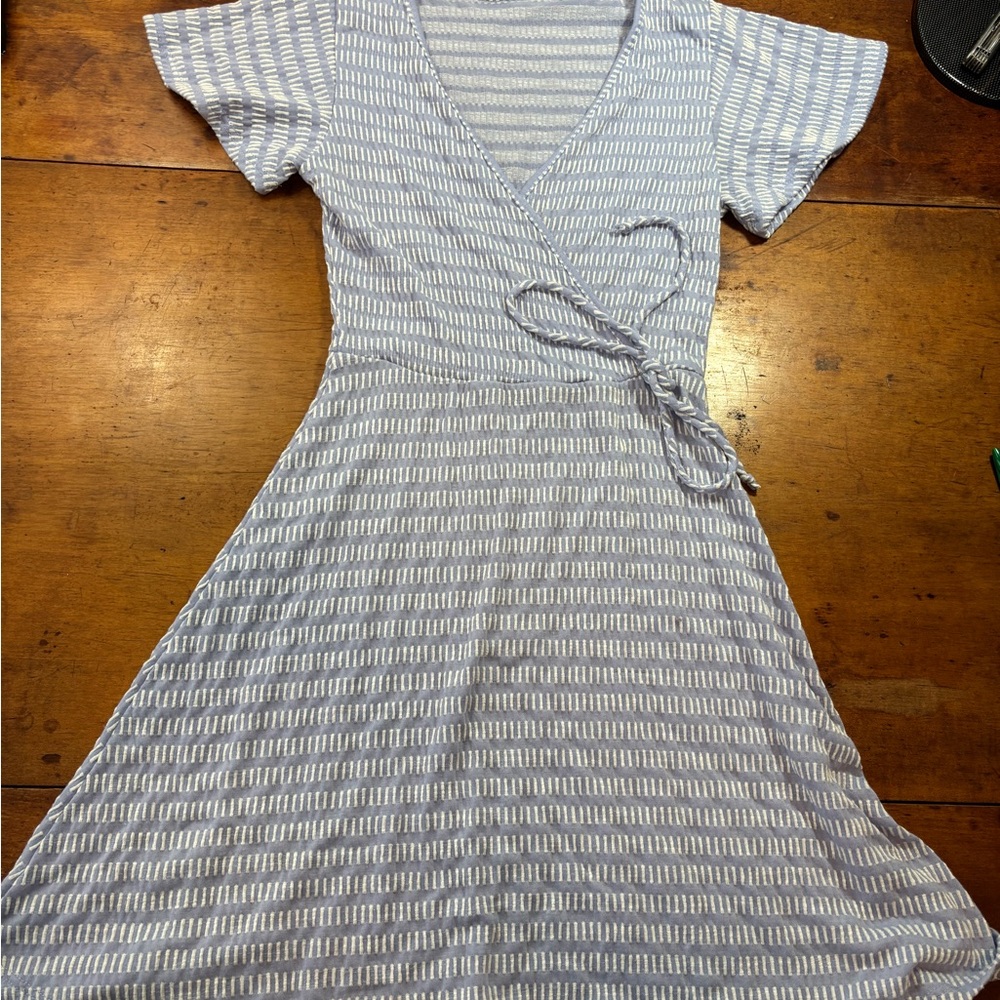 Caution To The Wind Light Blue Striped Midi Dress